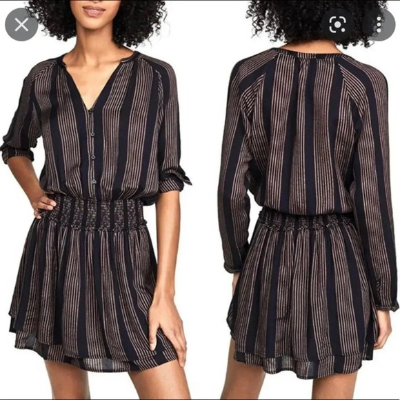 Rails Jasmine Midas Dress Stripe Black and Gold Size Small - Picture 1 of 9